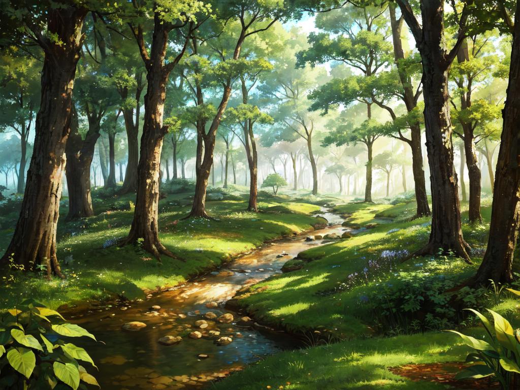 anime style forest landscape